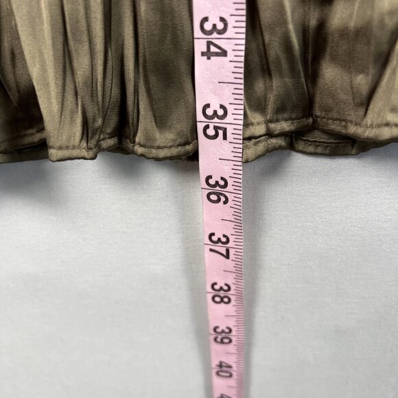 Zara Accordian Pleated Midi Skirt Womens XS Bronze Flowy Elastic Waist Shimmer - Picture 8 of 11